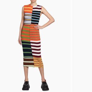 Marni  Sleeveless Striped Wool Midi-Dress